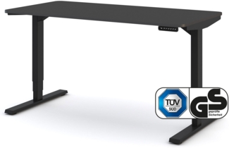 ASSMANN Elektrisch höhenverstellbarer Schreibtisch Y-Line Curved 140x70 cm Anthrazit Schwarz 140x70 cm Metall Holz