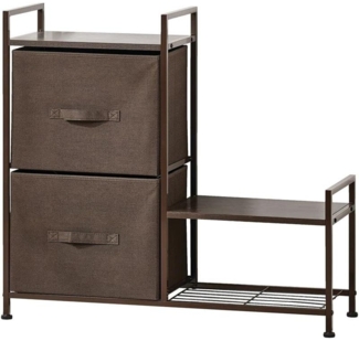 Regalsystem Schrank Holzablage mit 2 Stoffschubladen mDesign Metallrahmen braun