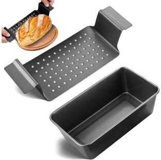 SURFOU Brotbackform Holzofen Steingutform Toastbrot Kastenform Brot zum Backen, 25*14.5*7.5CM Karbonstahl Mit Gitterabbau Backblech Kastenform