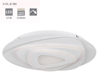 Eglo 900864 Deckenleuchte PALAGIANO Stahl, Kunststoff weiss, satiniert LED 21W 4000K H:5. 5cm Ø38cm