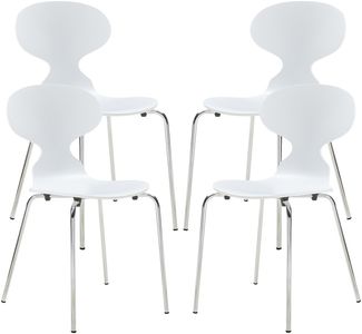 Esszimmerstuhl Kil 4er Set Weiß/Chromfarben [en. casa]