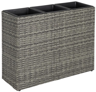 Hochbeet Polyrattan Blumenkübel Pflanzkübel Rattan Blumentopf Set Anthrazit-Grau