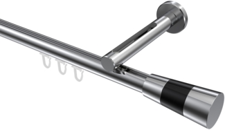 Innenlauf-Gardinenstangen-Set Siteno Tanara 100 cm, 1-läufig, 20 mm Ø Chrom