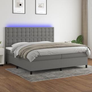 Boxspringbett mit Matratze & LED Stoff Dunkelgrau 200 x 200 cm, Härtegrad: H2 [3135222]