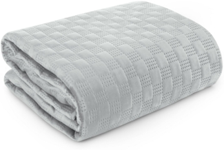 Tagesdecke Velours Samtdecke Gesteppt Steppdecke Klassische Decke SOFIA 4 silber 200x220 cm