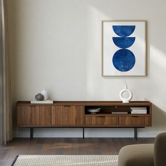 Compleo TV-Schrank 200 cm breit, Nussbaum oder Eiche Hikora, Lowboard mit 2 Schubladen Boho Design