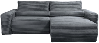 Selsey 'Leo' Ecksofa beidseitig montierbar mit Cordbezug und Schlaffunktion, grau, 165 x 255 x 85 cm
