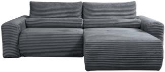 Selsey 'Leo' Ecksofa beidseitig montierbar mit Cordbezug und Schlaffunktion, grau, 165 x 255 x 85 cm