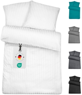 Carpe Sonno Bettwäsche Mikrofaser Damast Bettwäsche aus 100% Polyester, Mikrofaser, 3 teilig, Uni Bettbezug 200x200 Weiß - Super soft & Oeko-Tex Zertifiziert