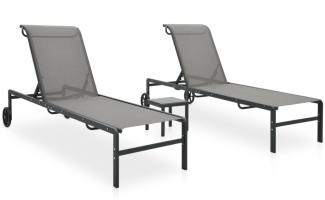 vidaXL Sonnenliegen 2 Stk. mit Tisch Textilene und Stahl 47847