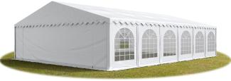 Festzelt Partyzelt 8x12 m feuersicher PREMIUM, hochwertige PVC Plane 750 N in weiß 100% wasserdicht mit Bodenrahmen