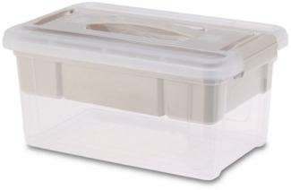 Spetebo Aufbewahrungsbox Kunststoff Sortierbox mit Tragegriff - 29x19 cm (Stück, 1 St, Aufbewahrungsbox), Nähkästchen mit entnehmbaren Fächern
