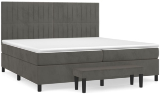 vidaXL Boxspringbett mit Matratze Dunkelgrau 200x200 cm Samt, Härtegrad: H2 [3137984]