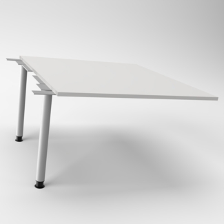 Rheinland Möbel Verkettungsplatte KONTI 120x130 cm – Erweiterungselement in Nussbaum mit silbernen Rundrohrfüßen, Anbautisch für KONTI Konferenztische 280/400/520 cm