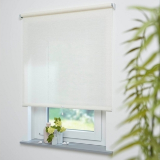 Springrollo Springrollo mit Dekor, lichtdurchlässig, Struktur natur weiß, Liedeco, Liedeco, Lichtschutz, ohne Bohren, freihängend, verschraubt, Dekorrollo Hergestellt in Deutschland
