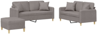 vidaXL 3-tlg. Sofagarnitur mit Kissen Taupe Stoff 3202117