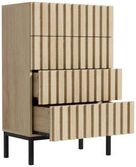 UEV Kommode mit 4 Schublanden, Sideboard, Schubladenschrank, Schmal kommode (Aufbewahrungskommode, Mehrzweckschrank aus Holz), 60 x 34,5 x 92cm, Schrank für Wohnzimmer,Schlafzimmer,Flur(Natur)