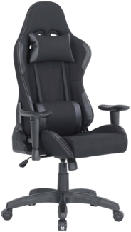 Dmora Stuhl mit Rädern Mindy, Gaming-Sessel für Erwachsene, Schreibtischstuhl, 57x72h124/134 cm, Schwarz