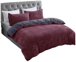 COFI 1453 Bettwäsche Plüsch Bettwäsche in Cord-Optik Wendebettwäsche mit Reißverschluss