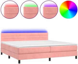 vidaXL Boxspringbett mit Matratze & LED Rosa 200x200 cm Samt, Härtegrad: H2 [3134488]
