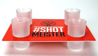 Jägermeister Shotglas Set Weiß - 4x Shotgläser + Halter