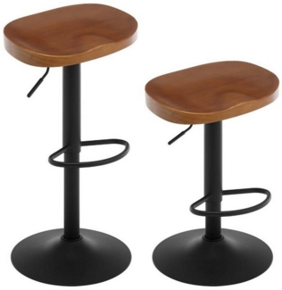 Woltu Barhocker (2 St), drehbar, mit Sattelsitz Fußstütze, aus Massivholz Metall