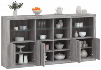 vidaXL Sideboard mit LED-Leuchten Grau Sonoma 202x37x100 cm 3209161