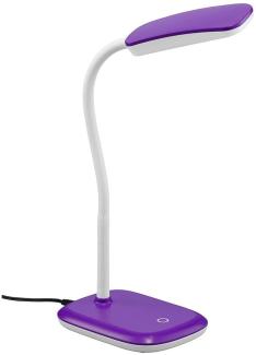 TRIO Leuchten LED Tischleuchte Boa, LED fest integriert, Warmweiß, Tischlampe, violet, Touch Dimmer, warmweiß, verstellbarer Flexarm