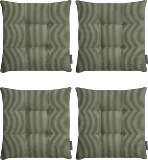 MAGMA Stuhlkissen Sitzkissen INGA - ca. 35 x 35 x 5 cm Cordstoff 4er Set dunkelgrün