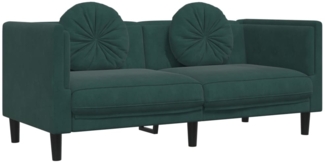 vidaXL Sofa mit Kissen 2-Sitzer Dunkelgrün Samt 372634