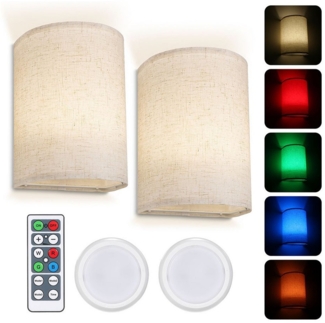 Jibenhome LED Wandleuchte 2 Stück RGBW Akku Wandlampe & Fernbedienung, Magnetische kabellose, für Wohnzimmer Schlafzimmer Treppenhaus Flur