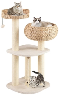 KOMFOTTEU Kratzbaum, Kratzbrett mit Sisal-Säulen & Hängender Ball