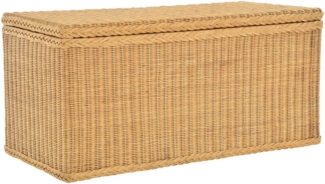 Krines Home Truhe Große Rattantruhe MAX Wäschetruhe mit Deckel Natur Rattan Truhe, Aufbewahrung XXL 115x55x55cm