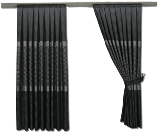 Gardinen by Justyna Vorhang 2er Fon Seiten Schal Set Schwarz (4 St), Kräuselband, verdunkelnd, Fertiggardine,Hochwertiggardine,Turkischegardine,Perde,Pileli Tül