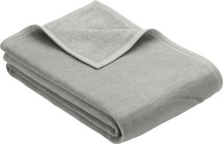 Ibena Porto XXL Tagesdecke warm & waschbar, Baumwollmischung, Hellgrau, 180x220 cm