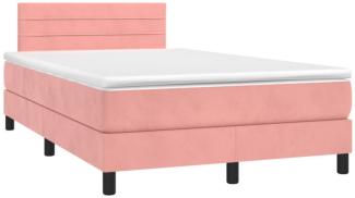 vidaXL Boxspringbett mit Matratze & LED Rosa 120x200 cm Samt 3134458