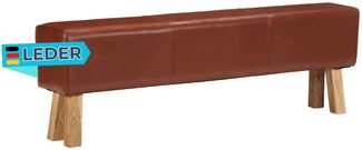 Sitzbank PFERO Turnbock-Design 160cm Braun Echtleder Massivholz Akazie | Polsterbank Bettbank Schlafzimmerbank