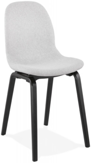 Esszimmerstuhl CELTIK | Designerstuhl mit schwarz gebeizten Holzbeinen und hellgrauem Stoffsitz | 44,5 x 52,5 x 81 cm Kadima Design