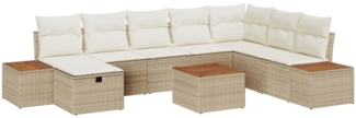 vidaXL Gartensofa-set mit Kissen mit Speicher 9 pcs Beige Poly-Rattan 3360995