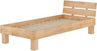 Einzelbett in Überlänge 90x220 Buche Massivholzbett Bettrahmen Singlebett Rollrost 60.86-09-220