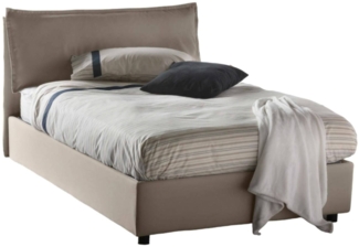 Dmora Doppelbett Attinia, Bettkasten mit Stoffbezug, 100 % Made in Italy, Öffnung vorne, inklusive Matratze 120 x 190 cm, taubengrau