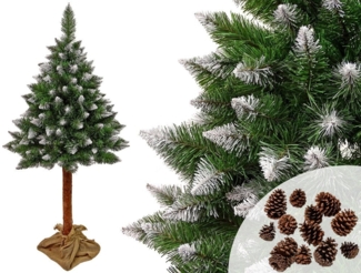COIL Künstlicher Weihnachtsbaum Christbaum auf einem Stamm, Kunstbaum, 3D-Diamant-Kiefer, Schnee, Glitzer, Zapfen, Keine Dekorationen