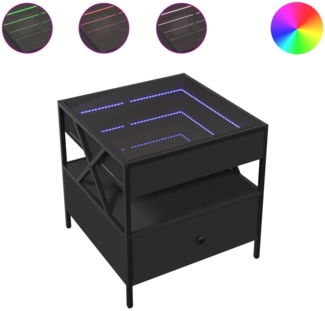 vidaXL Couchtisch mit Infinity-LED Schwarz 50x50x51 cm 847712