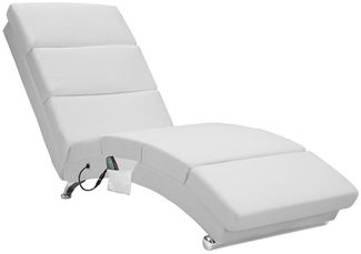 Casaria Relaxliege London mit Massage- & Heizfunktion Kunstleder Weiß Ergonomisch Wohnzimmer Liegesessel Relaxsessel