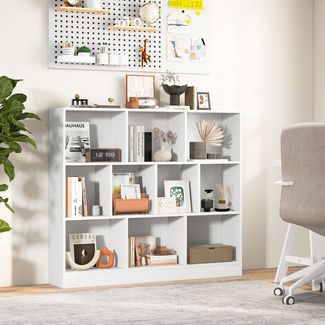 COSTWAY Bücherregal, Ebenen, mit 10 Fächern, bis 70kg, 120x24x104cm