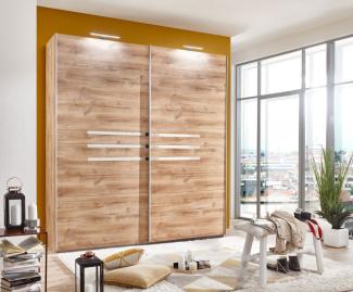 Schwebetürenschrank Anna Kleiderschrank 225x65x210cm 2-türig plankeneiche