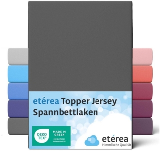 etérea Jersey Topper Spannbettlaken Spannbetttuch Anthrazit 90x200 - 100x200 cm