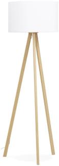Casa Padrino Studio Stehleuchte Naturholzfarben / Weiß mit 3 Beinen 159 x 55 cm