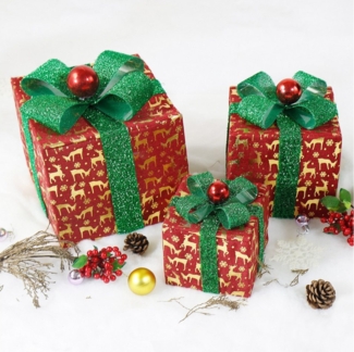 CCLIFE Dekokorb LED Geschenkbox Weihnachten Weihnachtenbox