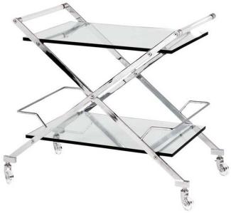 Casa Padrino Luxus Bar Trolley Servierwagen Edelstahl / Glas 77x48 x H. 76 cm - Luxus Hotel & Restaurant Einrichtung Möbel